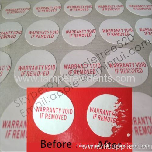 Simple Destructive Warranty Stickers,printed Red Ink On White Eggshell Sticker,warranty Void If Removed Sticker 